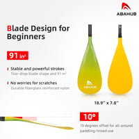 Abahub 3 részes karbon SUP evező táskával, teleszkópos 170-218 cm, műanyag lapáttal, sárga hullám mintázattal, SUP deszkához 2
