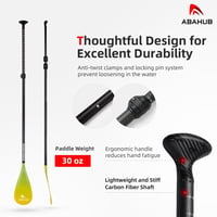 Abahub 3 részes karbon SUP evező táskával, teleszkópos 170-218 cm, műanyag lapáttal, sárga hullám mintázattal, SUP deszkához 3