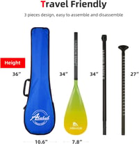 Abahub 3 részes karbon SUP evező táskával, teleszkópos 170-218 cm, műanyag lapáttal, sárga hullám mintázattal, SUP deszkához 5