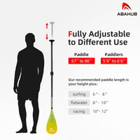 Abahub 3 részes karbon SUP evező táskával, teleszkópos 170-218 cm, műanyag lapáttal, sárga hullám mintázattal, SUP deszkához 4