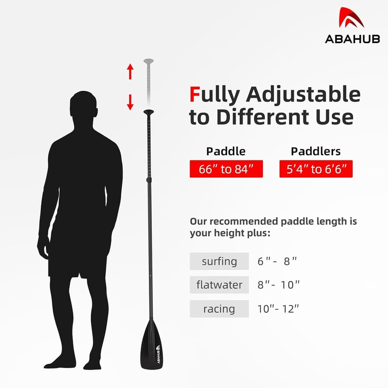 Abahub 4 részes Karbon SUP/Kajak Evező - 2 az 1-ben Állítható Paddleboard Lapát, Könnyű Szénszálas Nyéllel, Kezdőknek és Haladóknak