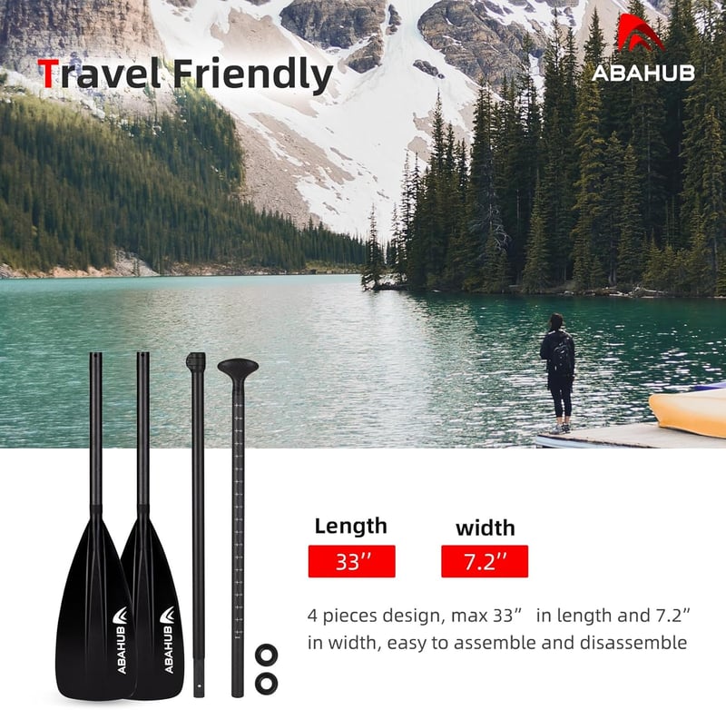 Abahub 4 részes Karbon SUP/Kajak Evező - 2 az 1-ben Állítható Paddleboard Lapát, Könnyű Szénszálas Nyéllel, Kezdőknek és Haladóknak
