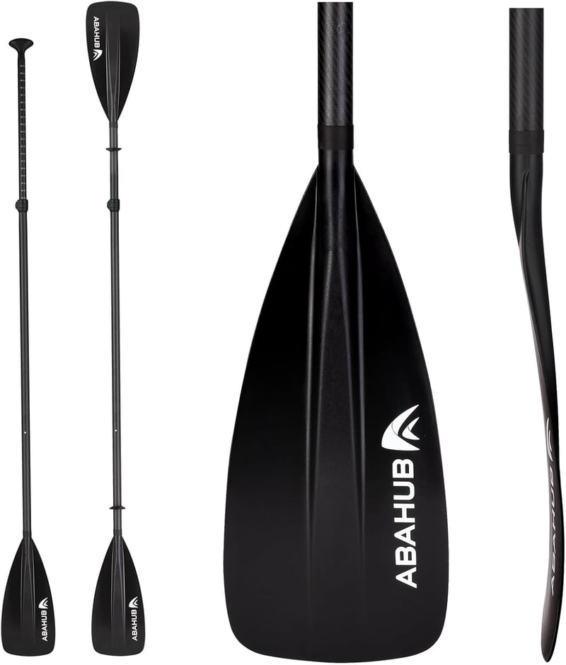 Abahub 4 részes Karbon SUP/Kajak Evező - 2 az 1-ben Állítható Paddleboard Lapát, Könnyű Szénszálas Nyéllel, Kezdőknek és Haladóknak