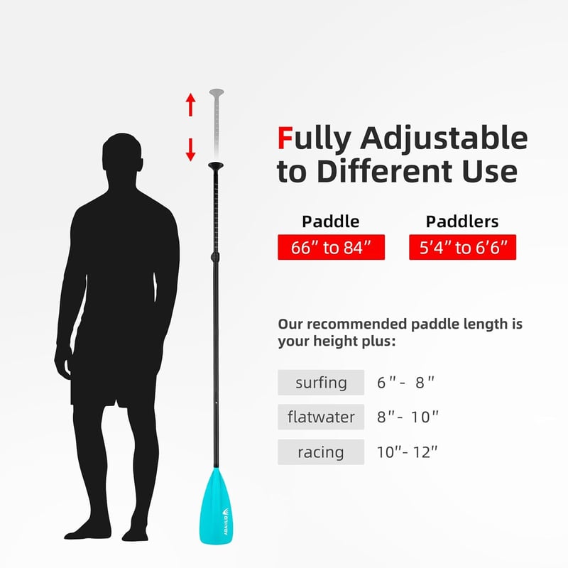 Abahub 4 részes szénszálas SUP evező, 2 az 1-ben állódeszkás evezőpala - Blue-2 in 1 SUP/kayak paddle