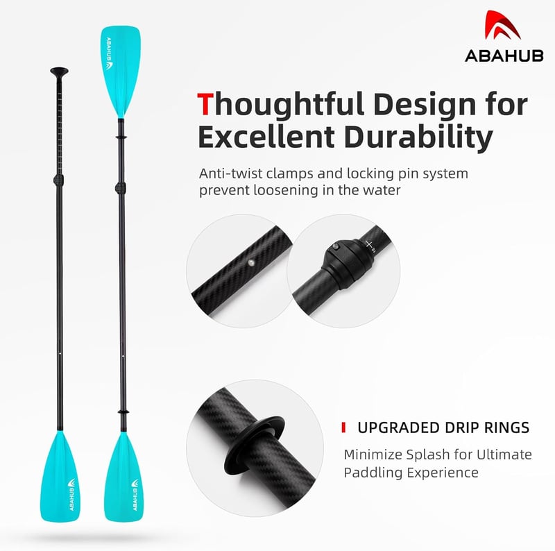 Abahub 4 részes szénszálas SUP evező, 2 az 1-ben állódeszkás evezőpala - Blue-2 in 1 SUP/kayak paddle