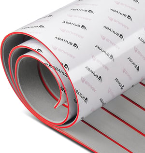 ABAHUB EVA csónakfedélzet burkolat 48 x 16,8 cm öntapadós műteak csúszásgátló pad szörfdeszkához szürke piros varrásvonalakkal