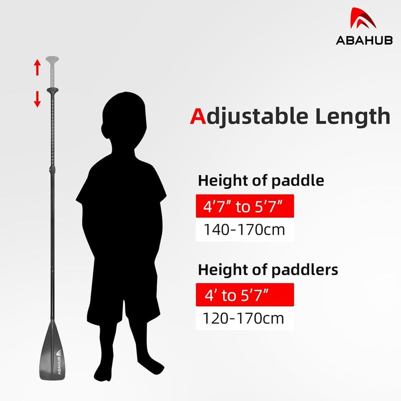 Abahub gyermek SUP evező 140-178 cm állítható alumínium lapát paddleboard-hoz - Grey