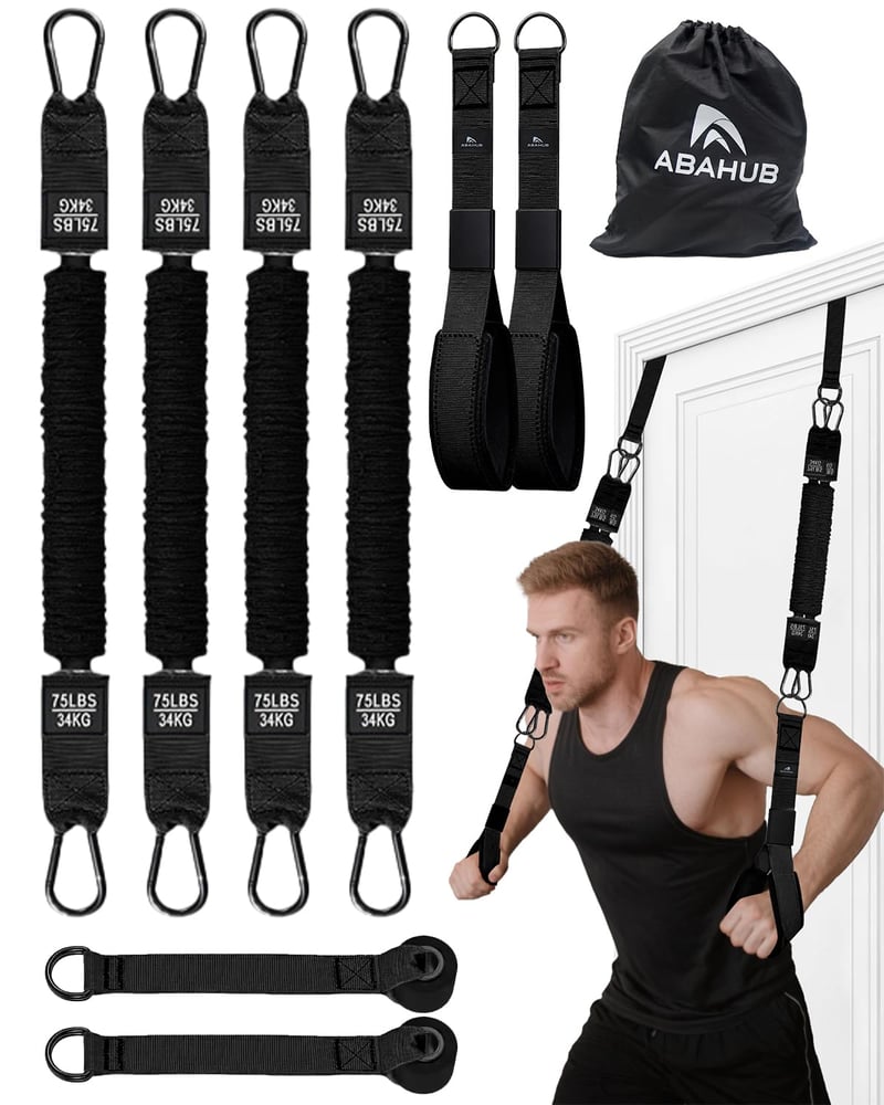 Abahub set traka za triceps s podesivim sidrima za vrata, trake za triceps za kućni fitness, trening ruku i vježbe snage, uključuje ručke i torbu, za početnike kod kuće