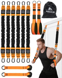 Sada odporových gúm Abahub na triceps s 2 dverovými kotvami, nastaviteľná 75-300 lbs, oranžová, na domáci tréning paží a silový tréning, s úchytmi a taškou 1