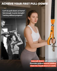 Sada odporových gúm Abahub na triceps s 2 dverovými kotvami, nastaviteľná 75-300 lbs, oranžová, na domáci tréning paží a silový tréning, s úchytmi a taškou 4
