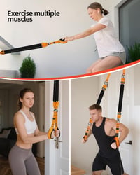 Sada odporových gúm Abahub na triceps s 2 dverovými kotvami, nastaviteľná 75-300 lbs, oranžová, na domáci tréning paží a silový tréning, s úchytmi a taškou 7