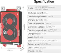 DALY Smart 4S BMS 12V WiFi Modullal - LiFePO4 Lítium Akkumulátor Védelmi Rendszer CAN/RS485 Kommunikációval, 100A Terhelhetőség 2