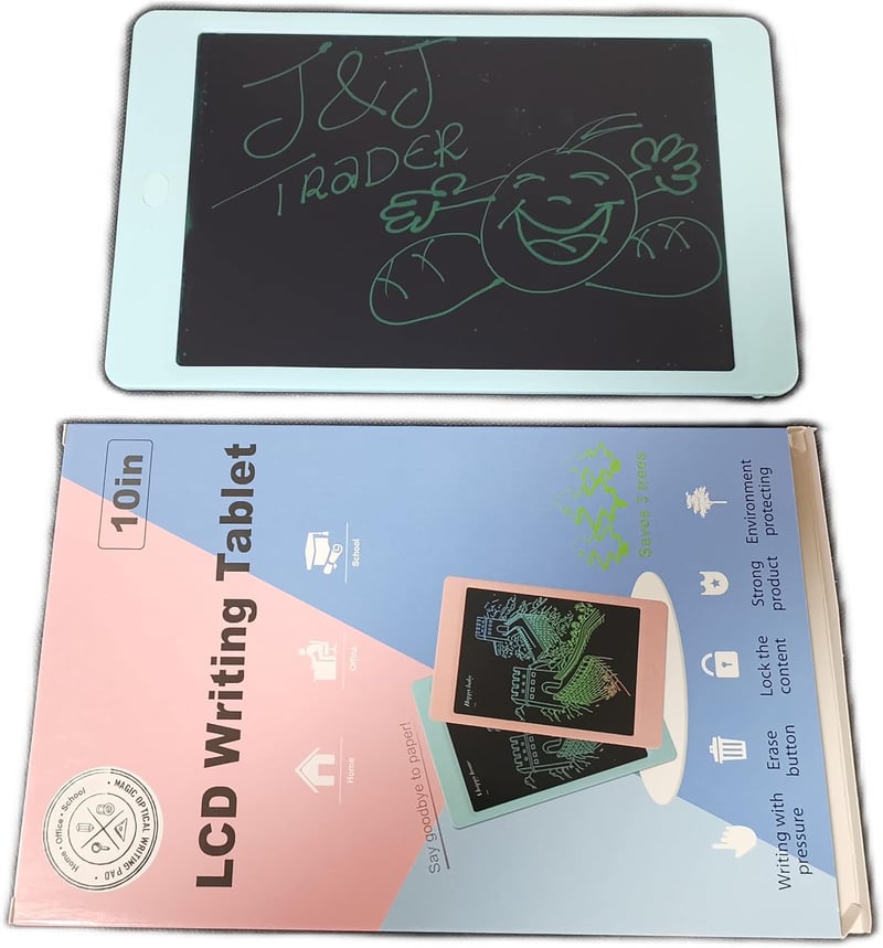 J&J 10 colos LCD rajztábla, kék - Digitális jegyzetfüzet iskolába, irodába