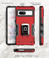 Google Pixel 7 Rózsaszín Arany Katonai Tok Gyűrűs Tartóval és Mágnessel 3