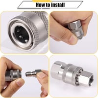 SAVITA Nagynyomású Mosó Gyorscsatlakozó Készlet - 4 db Rozsdamentes Acél NPT 1/4" Belső-Külső Menetes Adapter 5000 PSI-ig, Ezüst 4
