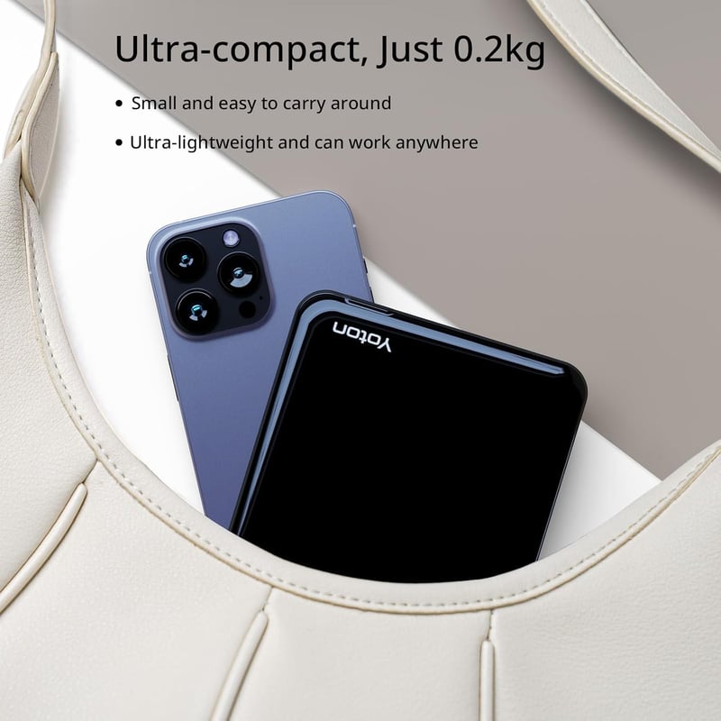 YOTON Y200 Hordozható DLP Mini Projektor Beépített Akkumulátorral, 1080P Full HD Támogatás, Porálló Vetítő Kültéri/Otthoni Mozihoz, Laptop é