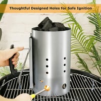 GFTIME Grillgyújtó Kémény 30,5 cm - Weber 7416 Kompatibilis Faszén Begyújtó, Hőálló Fogantyúval, Kültéri Grillezéshez 5