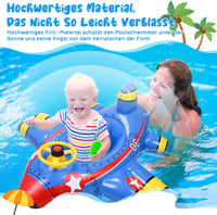 Herefun Bébi Úszógumi 2 Vízipisztollyal - Repülőgép Alakú Úszóülés Kisgyermekeknek 1-6 Éves Korig, 40 Font Teherbírással, Kék 4