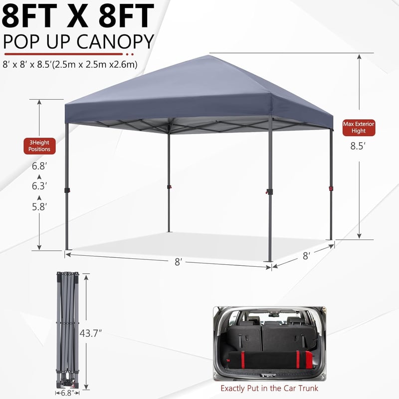 ABCCANOPY 2,5x2,5m Összecsukható Kerti Pavilon - Szürke Rendezvénysátor Prémium Hordtáskával, Rögzítőkészlettel, 13,35kg

AI: I've created a