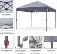ABCCANOPY 2,5x2,5m Összecsukható Kerti Pavilon - Szürke Rendezvénysátor Prémium Hordtáskával, Rögzítőkészlettel, 13,35kg

AI: I've created a 6