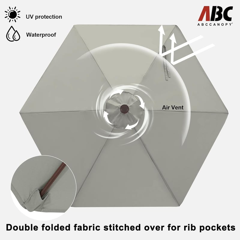 ABCCANOPY 230cm Kerti Napernyő Vízálló Szürke Piacnapernyő