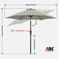 ABCCANOPY 230cm Kerti Napernyő Vízálló Szürke Piacnapernyő 4