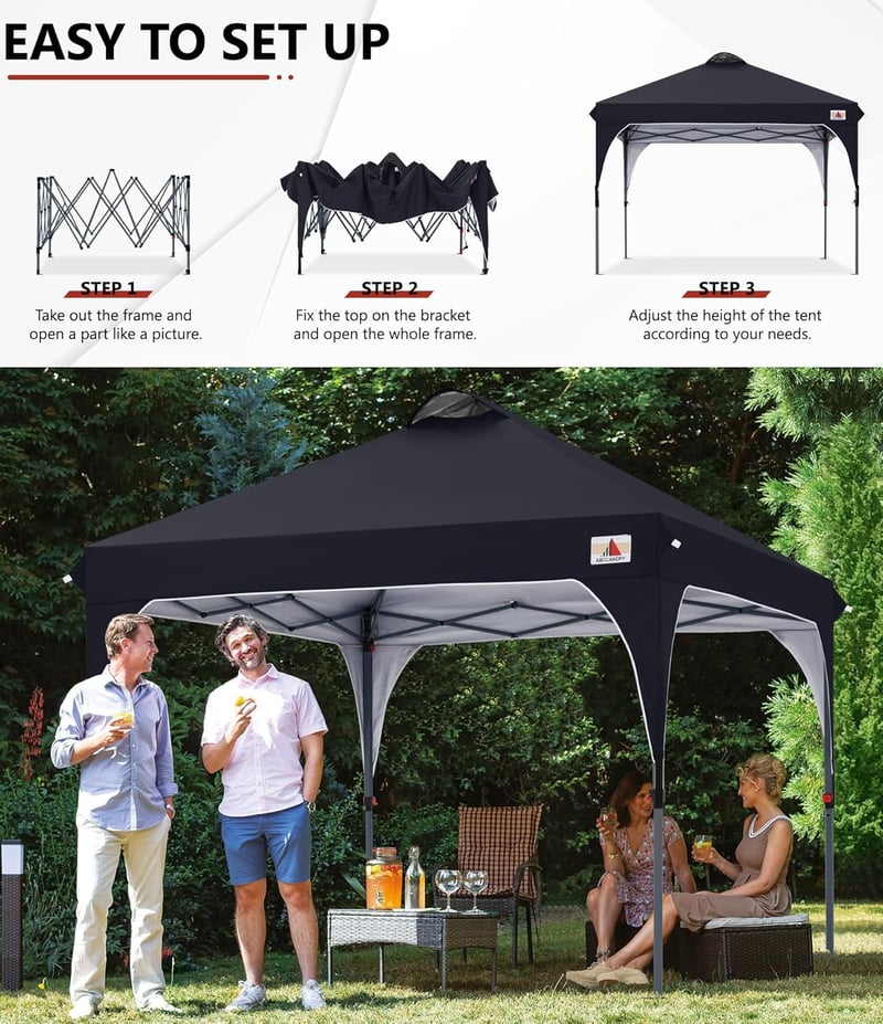 ABCCANOPY Összecsukható Pop-Up Pavilon Vízálló Kerti Sátor Hordtáskával
