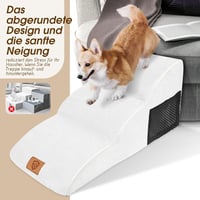 HEVOL Kutyalépcső 3 Lépcsőfokkal - Hordozható, Mosható Huzatú Kisállat Rámpa Sűrű Szivaccsal, 84x40x40cm, Kanapéhoz és Ágyhoz, 25kg-ig 5