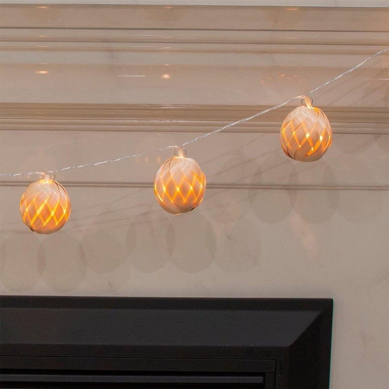 Rattan LED fényfűzér karácsonyra - beltéri, elemes, újracsomagolt