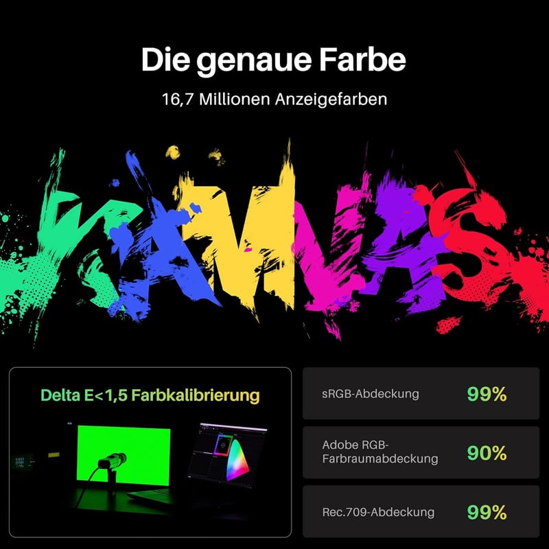 HUION Kamvas 16 Gen 3 Grafikus Rajztábla 15,8" 2.5K QHD Kijelzővel, Tükröződésmentes Üveggel, 99% sRGB, PenTech 4.0, 16384 Nyomásérzékenység