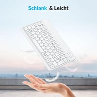 Emetok Német QWERTZ Bluetooth Billentyűzet iPad/iPhone/Samsung/Android Készülékekhez - Ultravékony, Újratölthető, Vezeték Nélküli, Fehér 8