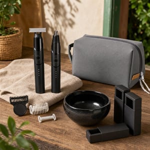 Set Bărbierit Perfect: aparat electric + bol ceramic + portfard + 20 cutii cadou