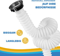 ABFLUSSHELD Flexibilis Lefolyócső 32-89 cm Mosogatóhoz Nyújtható Szifonnal 3