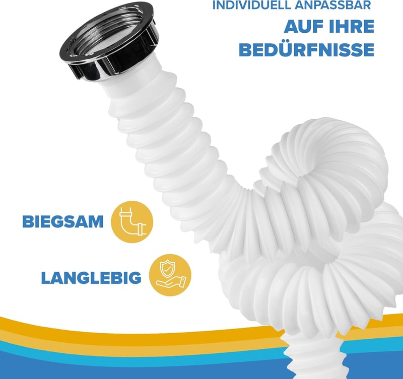 ABFLUSSHELD Flexibilis Lefolyócső 32-89 cm Mosogatóhoz Nyújtható Szifonnal