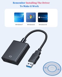 ABLEWE USB-HDMI Adapter 1080P - USB 3.0/2.0 Videó Átalakító Kábel PC, Laptop és TV Összekötésére, Windows XP/7/8/10 Kompatibilis 2