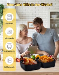 aBlumen 5,2L Sütőtálca Ninja AF500EU 10,4L Airfryerhez - Szilikon Kosárbélés Ninja Foodi Flex Légkeveréses Sütőhöz - Mosható Kiegészítő 8