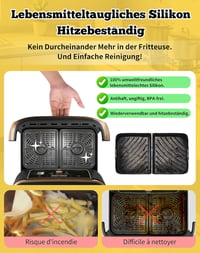 aBlumen 5,2L Sütőtálca Ninja AF500EU 10,4L Airfryerhez - Szilikon Kosárbélés Ninja Foodi Flex Légkeveréses Sütőhöz - Mosható Kiegészítő 4