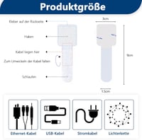 Abnii 50 db öntapadós kábel rögzítő, fehér, kicsi méret 4
