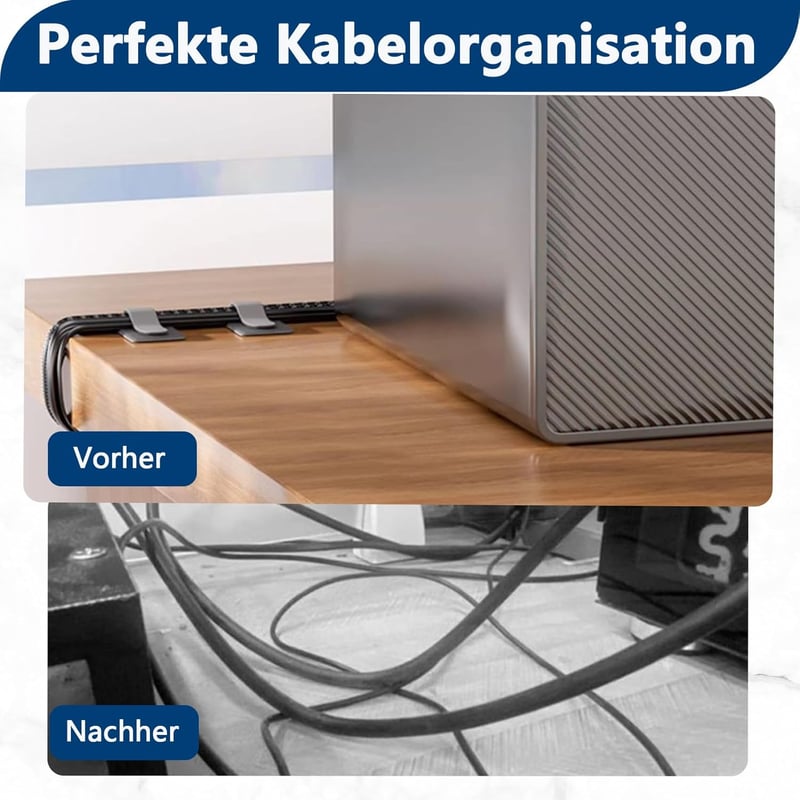 Abnii 50 db öntapadós kábel rögzítő, fehér, kicsi méret