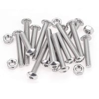 ABSOK 100db M5 Hatlapfejű Csavar Készlet 20-40mm 304 rozsdamentes acél teljes menetes gépi csavarok fényes felülettel 5