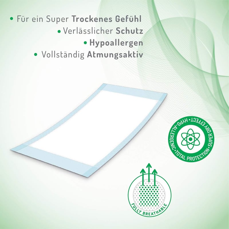 Absorbeo Extra ágymatrac védőpárna 30 db, 60x90 cm, hipoallergén, légáteresztő - 60x90cm, Green