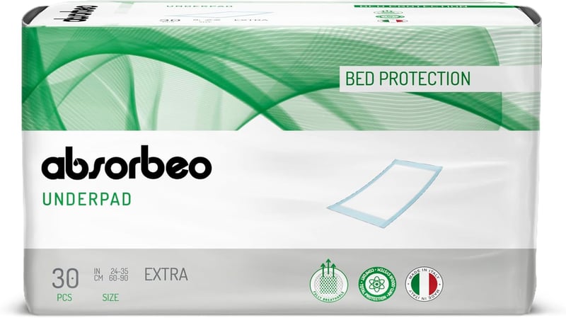 Absorbeo Extra ágymatrac védőpárna 30 db, 60x90 cm, hipoallergén, légáteresztő - 60x90cm, Green