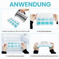 Absyrony set 2 tăvițe pentru cuburi de gheață cu capac, forme pentru gheață fără BPA, pentru congelator, hrană pentru bebeluși, cocktailuri, whiskey, cafea, albastru 4