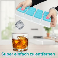Absyrony set 2 tăvițe pentru cuburi de gheață cu capac, forme pentru gheață fără BPA, pentru congelator, hrană pentru bebeluși, cocktailuri, whiskey, cafea, albastru 6