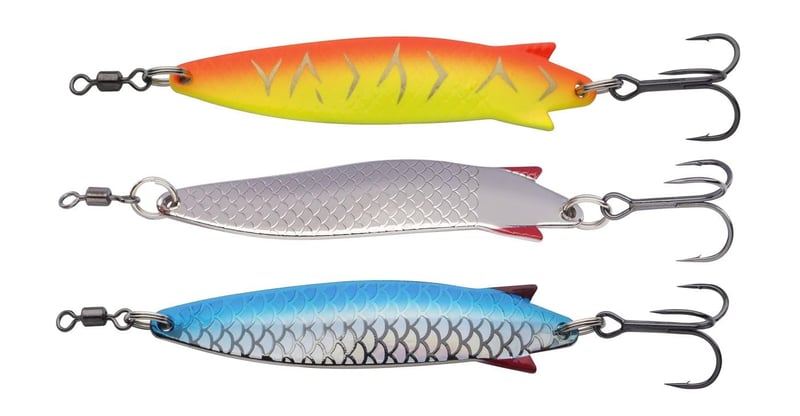 Nalucă oscilantă Abu Garcia Toby - Set 3 bucăți - Oscilantă clasică pentru somon, păstrăv de mare, păstrăv, biban, cod, macrou