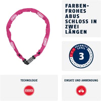 ABUS 1200 kombinációs lánclakat - pink - 60 cm 3