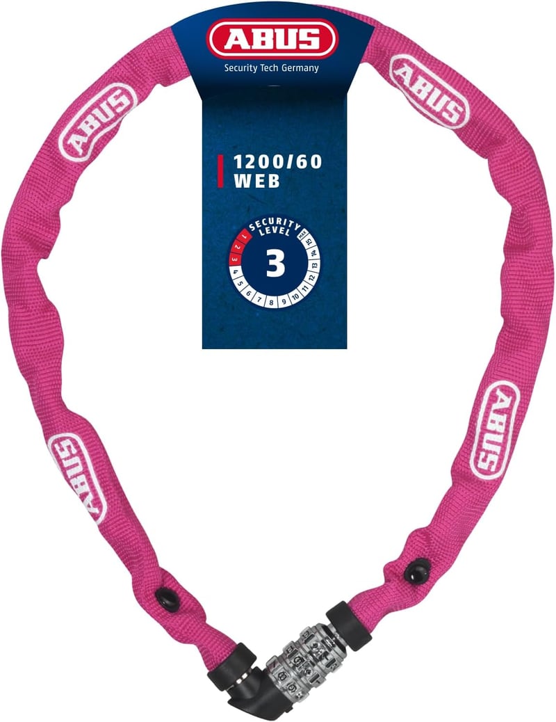 ABUS 1200 kombinációs lánclakat - pink - 60 cm