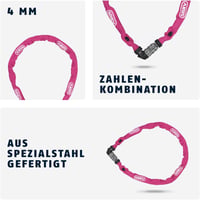 ABUS 1200 kombinációs lánclakat - pink - 60 cm 5