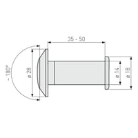Vizor pentru ușă ABUS 2200 cu lentilă din sticlă și unghi larg de 180° - Argintiu, pentru uși cu grosimea de 35-53 mm 2