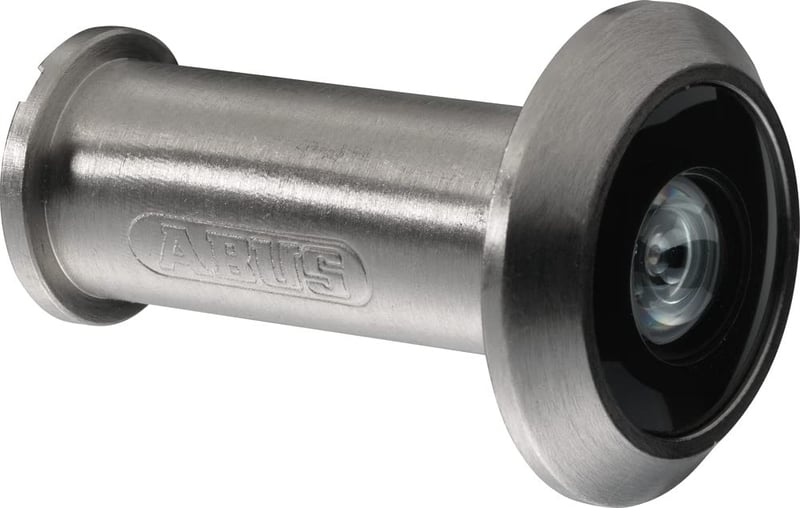 Vizor pentru ușă ABUS 2200 cu lentilă din sticlă și unghi larg de 180° - Argintiu, pentru uși cu grosimea de 35-53 mm